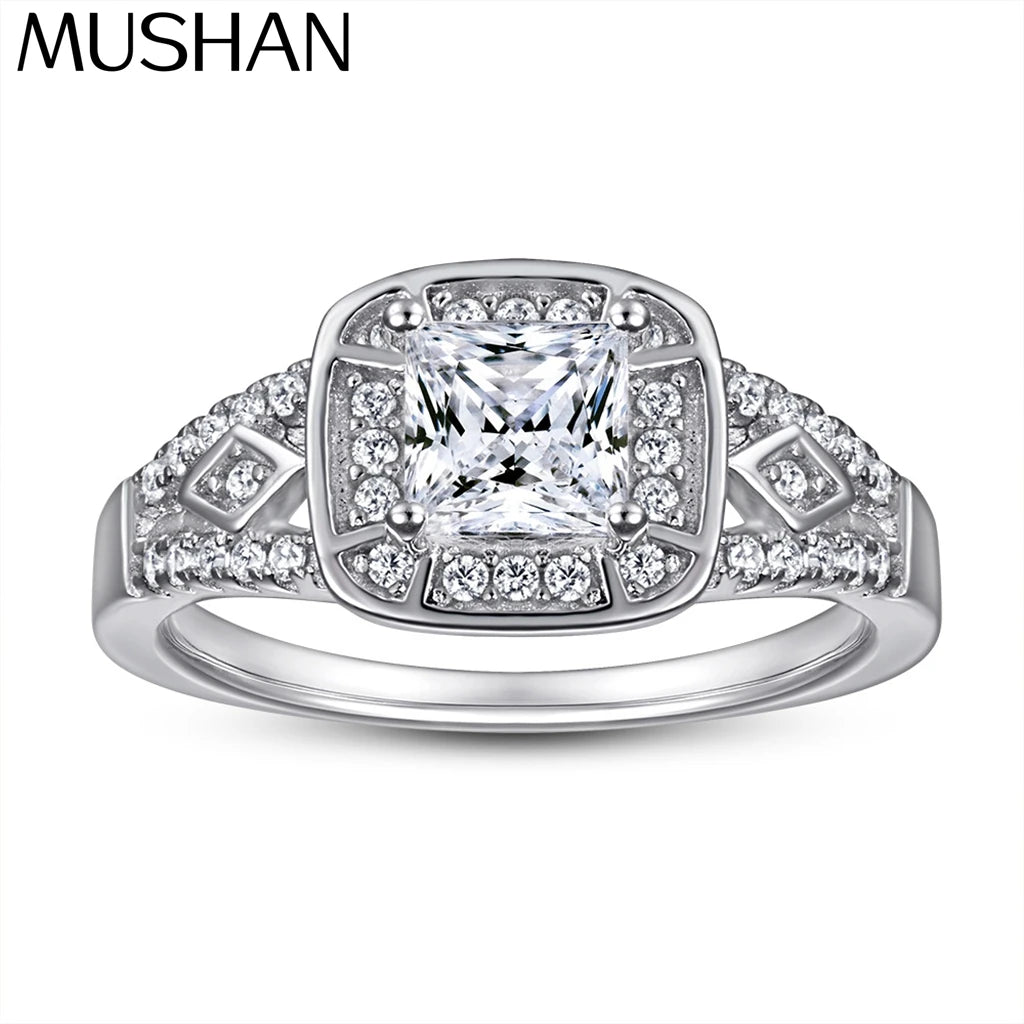 MuShan Jewelry 925 Sterling Silver Timeless Engagement Ring 5A Cubic Zirconia Valentine Anniversary Rings Bands  Women Gift
