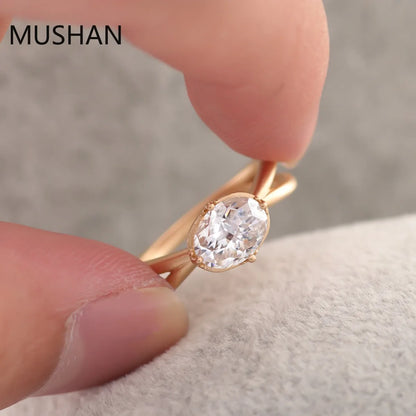 MUSHAN Luxury Custom 14K 18K Gold Rings Band Jewelry With Moissanite Diamond Lab Grown Gemstones Diamond Wedding Ring For Women