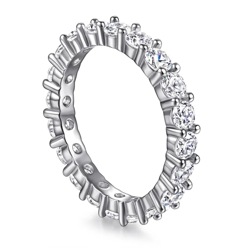 MuShan Jewelry 925 Sterling Silver Rings Bands Engagement Ring 7A Cubic Zirconia Delicate Anniversary Sparkle  Women Gift
