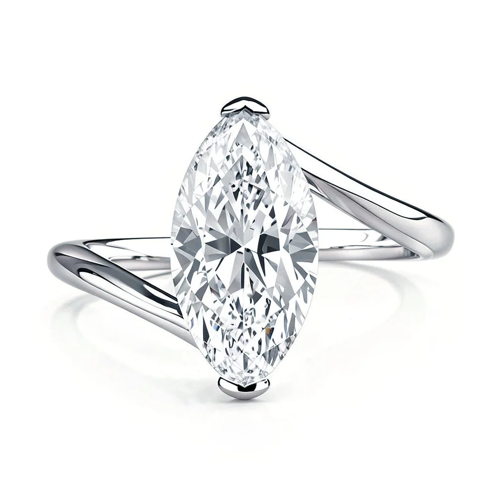 MuShan Luxury Jewelry 925 Sterling Silver Ring VVS Moissanite Solitaire Ring for Fiancee 18K Gold Plated MST Patent Rings