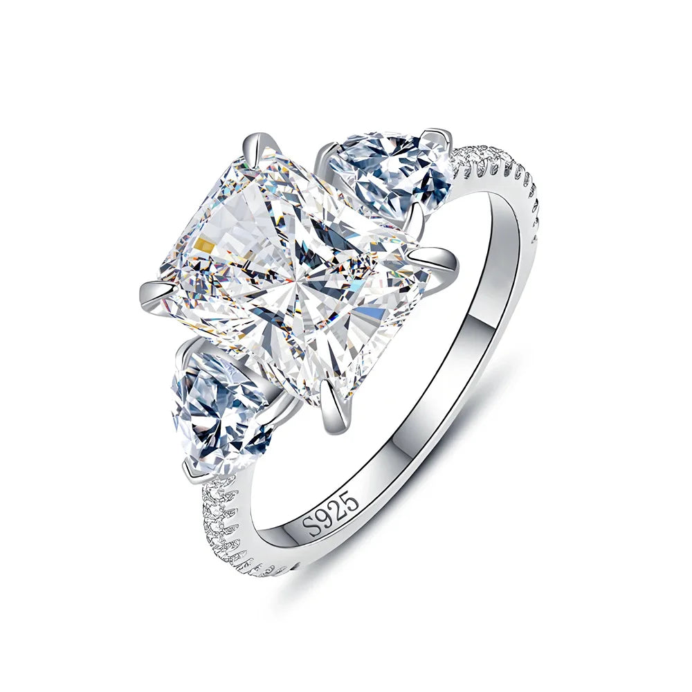 MuShan Luxury Jewelry 925 Sterling Silver Ring Round Moissanite Bespoke Ring for Friend 18K Gold Plated MST Patent Rings