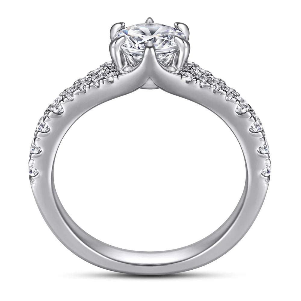 MuShan Jewelry 925 Sterling Silver Classic Engagement Ring 7A Cubic Zirconia Rings Bands Timeless Anniversary  Women Gift