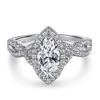 MuShan Luxury Jewelry 925 Sterling Silver Ring Zircon 7A Princess Promise for Girlfriend 18K Rose Gold Plated Fine Jewelry Rings
