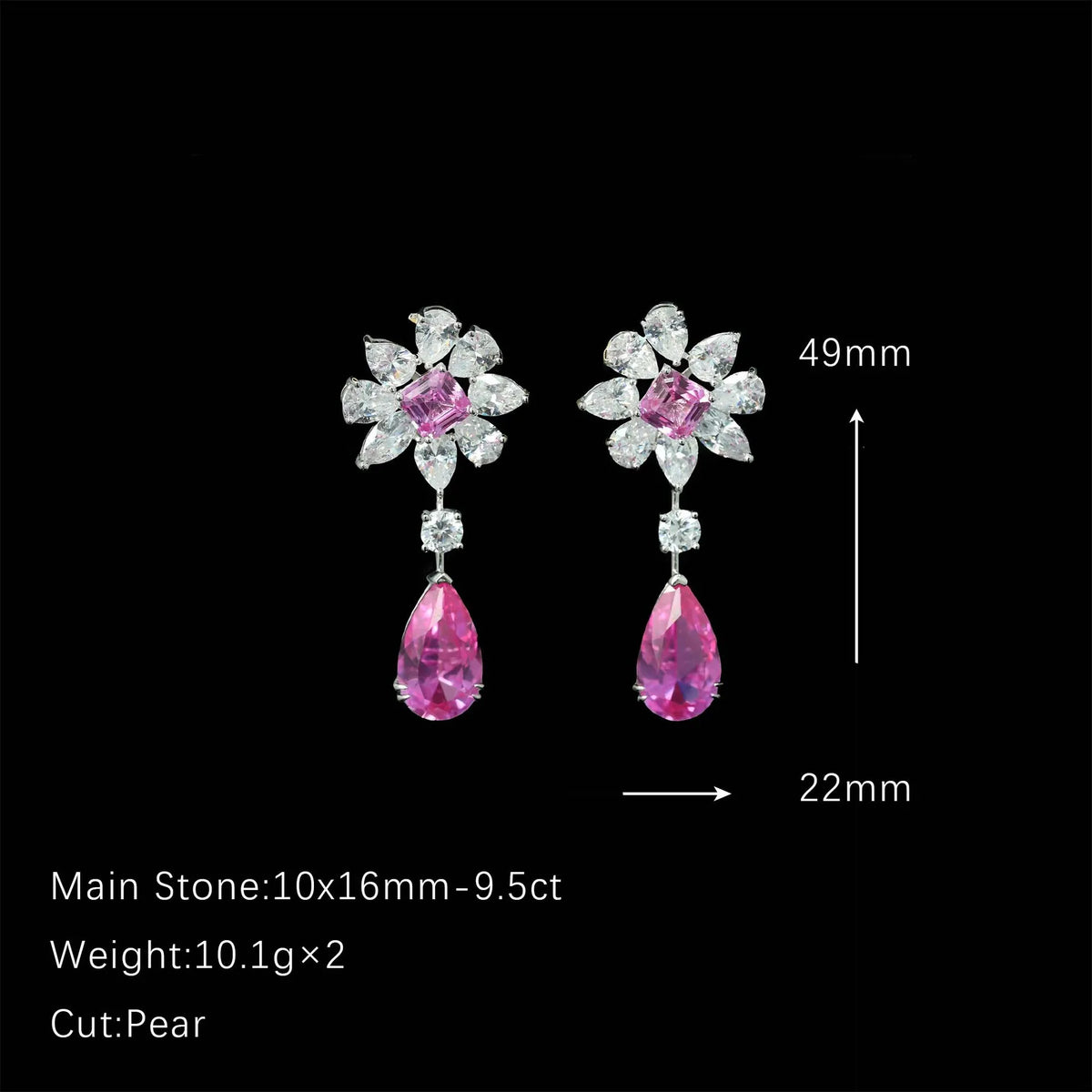 MuShan Jewelry 925 Sterling Silver Earring HCD Gemstones Designer HCD Diamond Women 925 Sterling Silver Earring Accessories