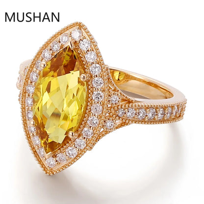 MUSHAN Luxury Custom 14K 18K Gold Rings Band Jewelry With Moissanite Diamond Lab Grown Gemstones Diamond Wedding Ring For Women