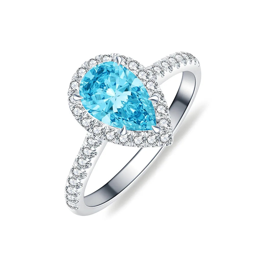 MuShan Jewelry 925 Sterling Silver Rings CMA Certificate Water Drop HCD Gemstones Emerald Sapphire Women Ring Band Fine Jewelry