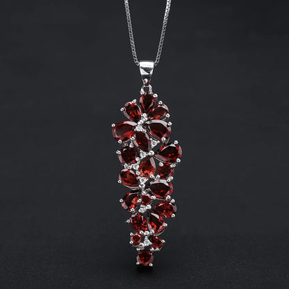 MUSHAN Bespoke Jewelry 925 Sterling Silver Necklace Lab Green Ruby Round Wedding Party for Women 18K Gold Plated Anniversary
