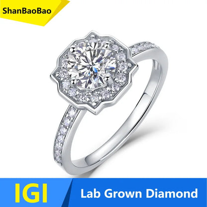 MUSHAN Custom Luxury Diamond Rings Jewelry IGI Certificated for Women 925 Sterling Silver Lab Grown Diamond Ring Band HPHT CVD