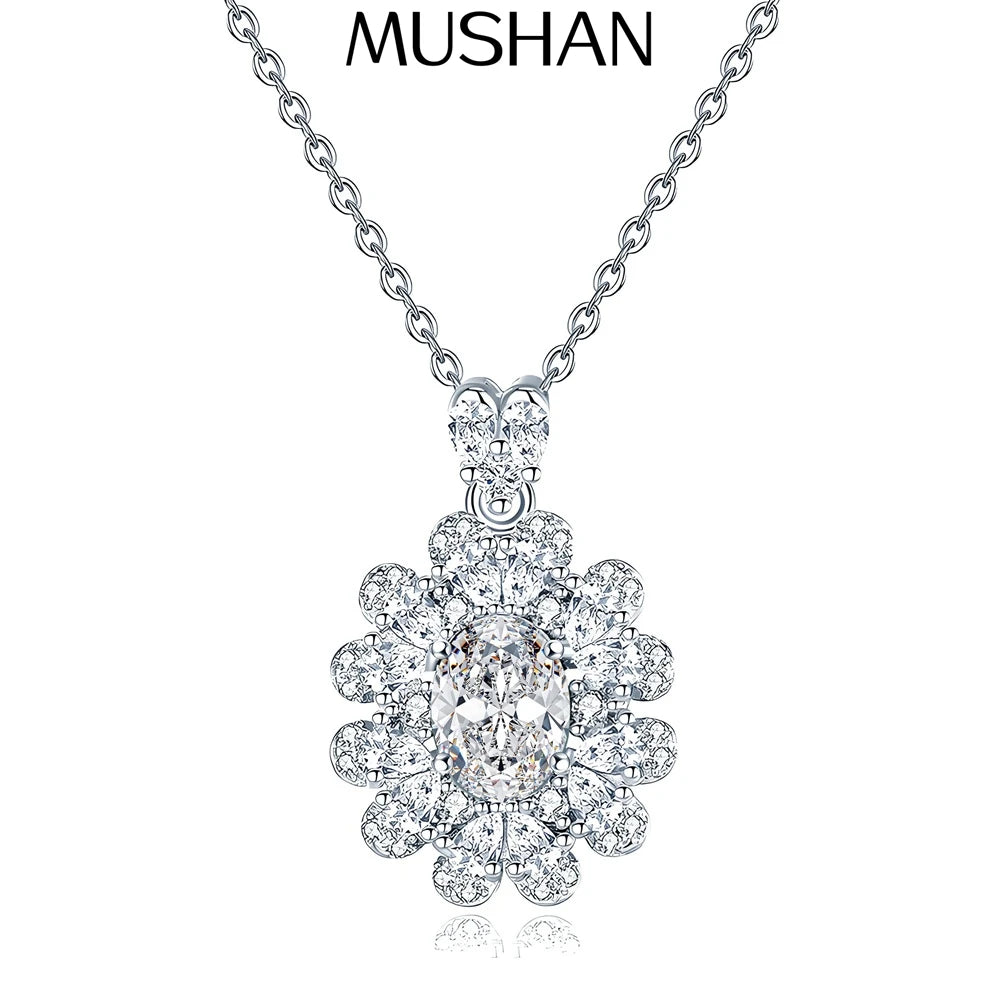 MuShan Luxury Jewelry 925 Sterling Silver Necklace Belcher Luxury Marquise Moissanite for Women Platinum Plated MST Patent GRA