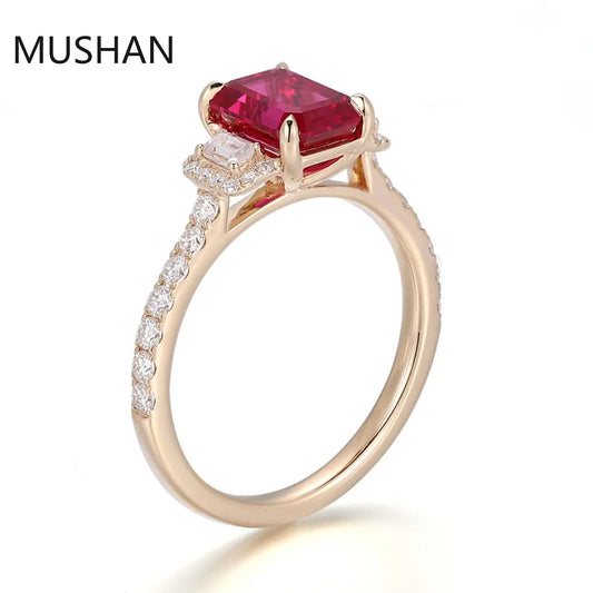 MUSHAN Luxury Custom 14K 18K Gold Rings Band Jewelry With Moissanite Diamond Lab Grown Gemstones Diamond Wedding Ring For Women