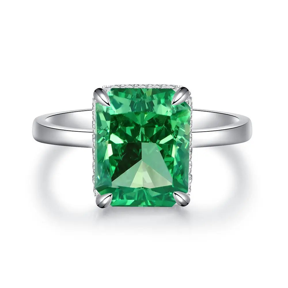 MUSHAN Luxury Jewelry 925 Sterling Silver Ring High Carbon Diamond Emerald Gemstones Ice Flower Cut Rings Bands Fine Jewelry