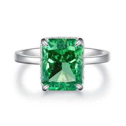 MUSHAN Luxury Jewelry 925 Sterling Silver Ring High Carbon Diamond Emerald Gemstones Ice Flower Cut Rings Bands Fine Jewelry