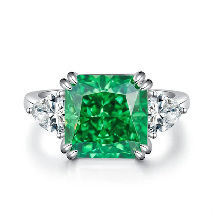 MUSHAN Luxury Jewelry 925 Sterling Silver Ring High Carbon Diamond Emerald Gemstones Ice Flower Cut Rings Bands Fine Jewelry