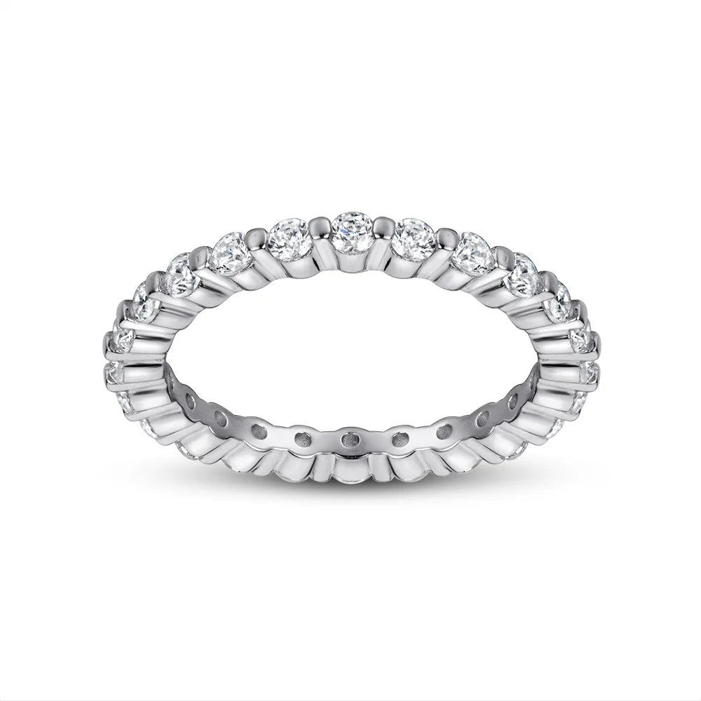 MuShan Jewelry 925 Sterling Silver Rings Bands Engagement Ring 7A Cubic Zirconia Delicate Anniversary Sparkle  Women Gift