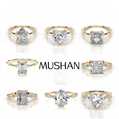Mushan Luxury Jewelry S 925 Sterling Silver Set With Moissanite D Color 2 Ct Wedding Ring With Certificate Light Luxury Ring