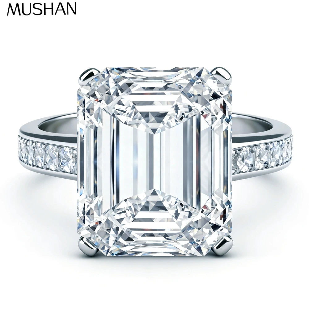 MUSHAN Luxury Jewelry925 Sterling Silver Ring VVS Moissanite Present Ring for Her 18K Gold Plated MST Patent Fine Jewellery