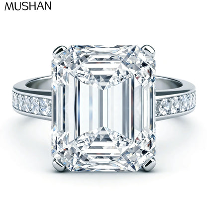 MUSHAN Luxury Jewelry925 Sterling Silver Ring VVS Moissanite Present Ring for Her 18K Gold Plated MST Patent Fine Jewellery