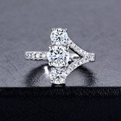 MuShan Luxury Jewelry 925 Sterling Silver Ring Moissanite Stunning Ring for Ladies 18K Gold Plated MST Patent GRA Fine Rings