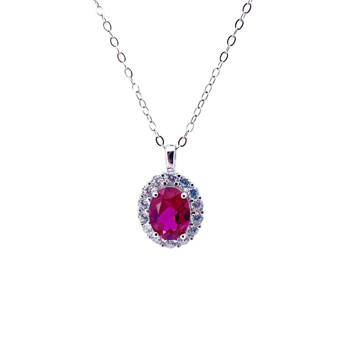 MuShan Jewelry 925 Sterling Silver Necklace Lab Grown Ruby Cushion Evening Wear for Women 18K Gold Plated Anniversary Necklace