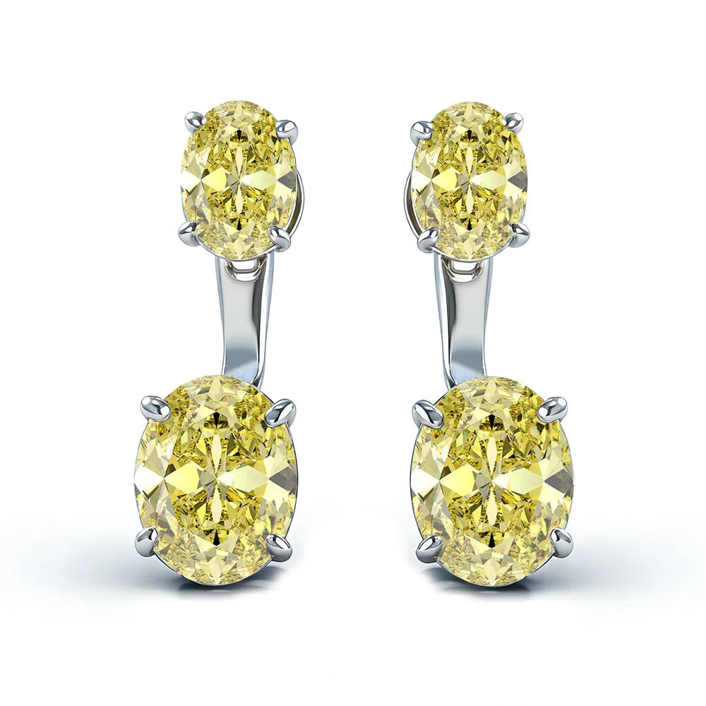 MUSHAN Brand Jewelry Oval pink double diamond stud earrings s925 silver suspension back hanging earrings for women