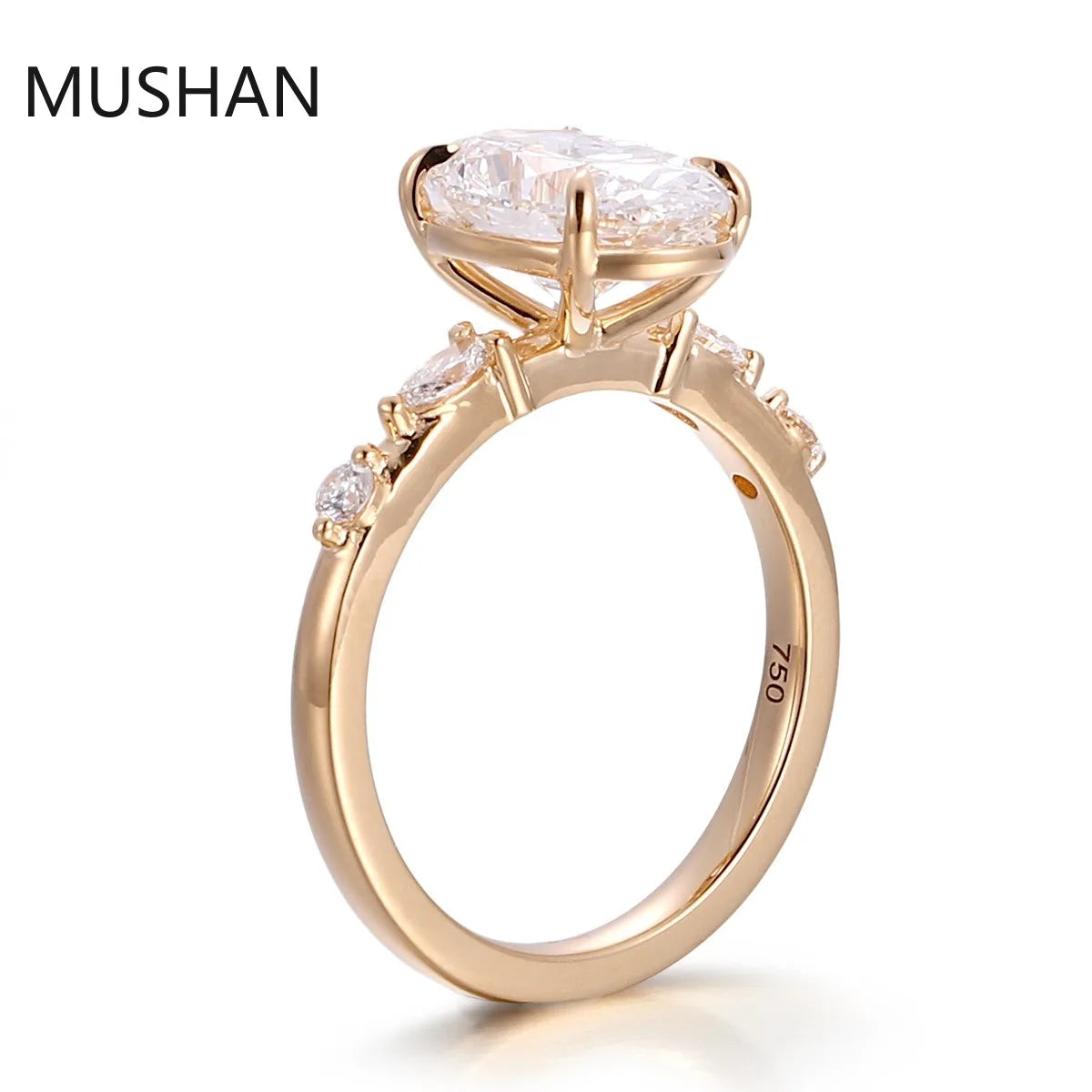 MUSHAN Luxury Custom 14K 18K Gold Rings Band Jewelry With Moissanite Diamond Lab Grown Gemstones Diamond Wedding Ring For Women