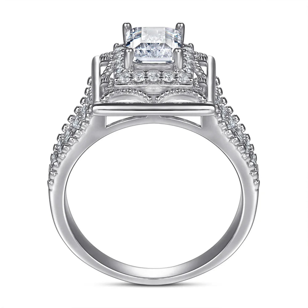 MuShan Jewelry 925 Sterling Silver Rings Bands Engagement Ring 7A Cubic Zirconia Romantic Delicate Anniversary  Women Gift