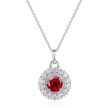 MuShan Jewelry 925 Sterling Silver Necklace Lab Grown Ruby Cushion Evening Wear for Women 18K Gold Plated Anniversary Necklace