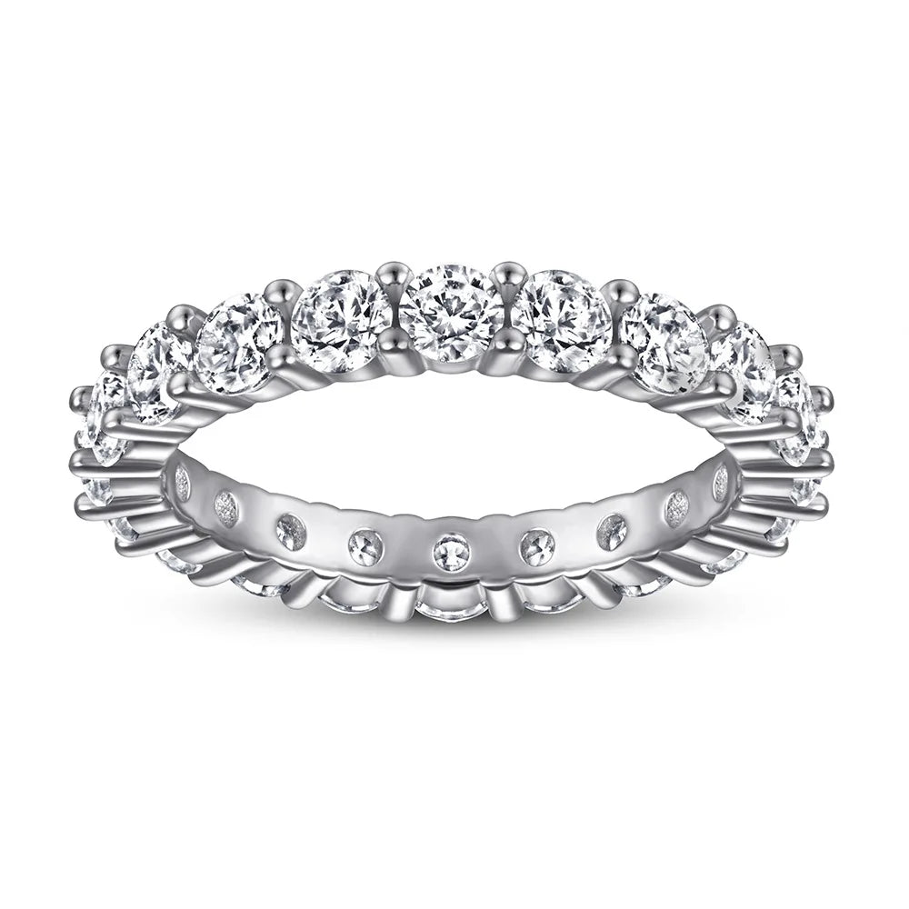MuShan Jewelry 925 Sterling Silver Rings Bands Engagement Ring 7A Cubic Zirconia Delicate Anniversary Sparkle  Women Gift