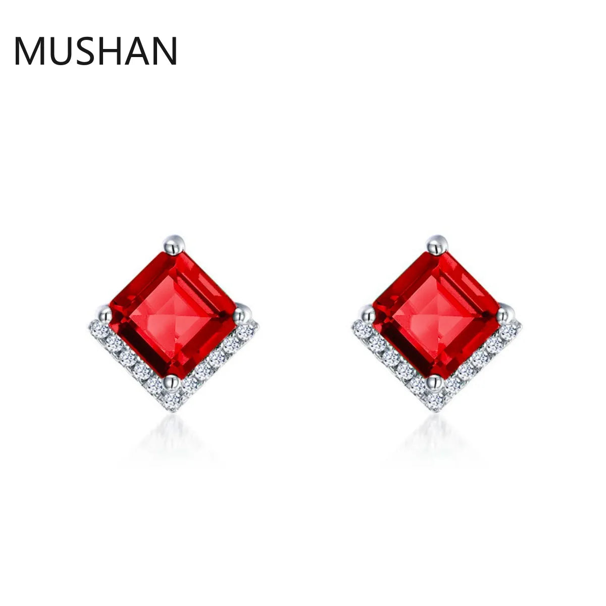 MUSHAN Luxury Jewelry S 925 Sterling Silver Stud Earrings Women GRC Certificated Lab Grown Emerald Earrings Stud Ear Pin Jewelry