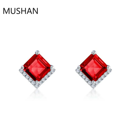 MUSHAN Luxury Jewelry S 925 Sterling Silver Stud Earrings Women GRC Certificated Lab Grown Emerald Earrings Stud Ear Pin Jewelry