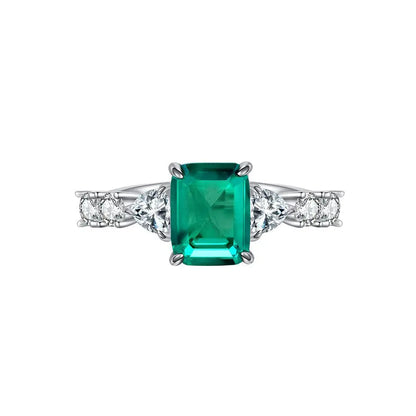 MUSHAN Luxury Jewelry 925 Sterling Silver Ring High Carbon Diamond Emerald Gemstones Ice Flower Cut Rings Bands Fine Jewelry