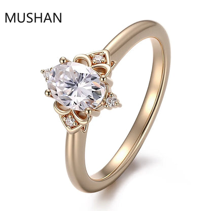 MUSHAN Luxury Custom 14K 18K Gold Rings Band Jewelry With Moissanite Diamond Lab Grown Gemstones Diamond Wedding Ring For Women