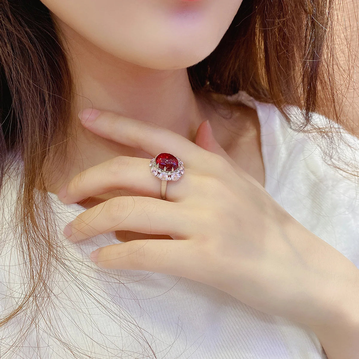 MUSHAN Custom Jewelry 925 Sterling Silver Ring Lab Red Ruby Asscher Classic Ring for Women 18K Gold Plated Anniversary Rings