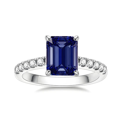MuShan Designer Jewelry 925 Sterling Silver Ring Lab Grown Emerald Round Formal Ring for Women 18K Gold Plated Anniversary Rings