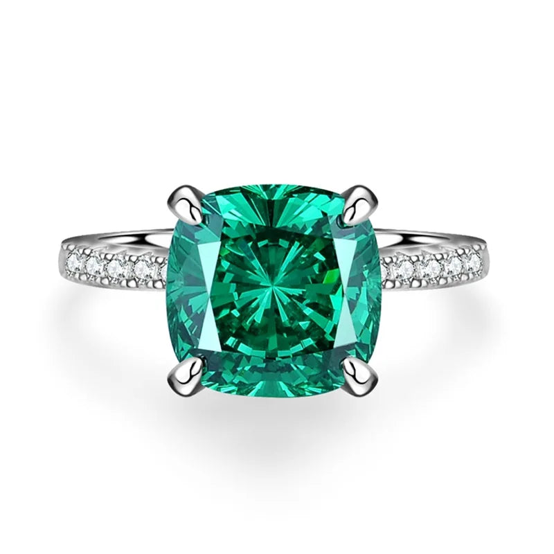 MUSHAN Luxury Jewelry 925 Sterling Silver Ring High Carbon Diamond Emerald Gemstones Ice Flower Cut Rings Bands Fine Jewelry