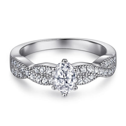 MuShan Jewelry 925 Sterling Silver Rings Bands Promise Ring 7A Cubic Zirconia  Women Valentine Anniversary  Women Gift