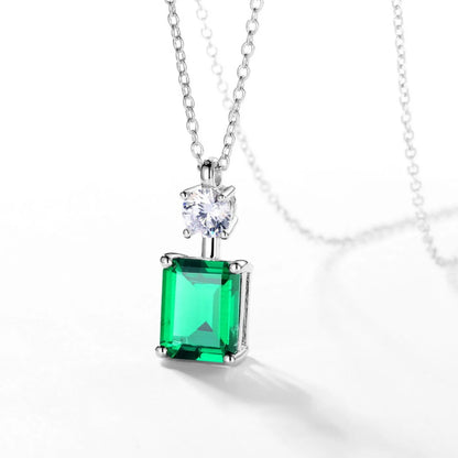 MUSHAN Luxury Jewelry 925 Sterling Silver Chain Pendant Necklace Lab Grown Emerald Ruby Gemstones Necklaces Pendants GRC Jewelry