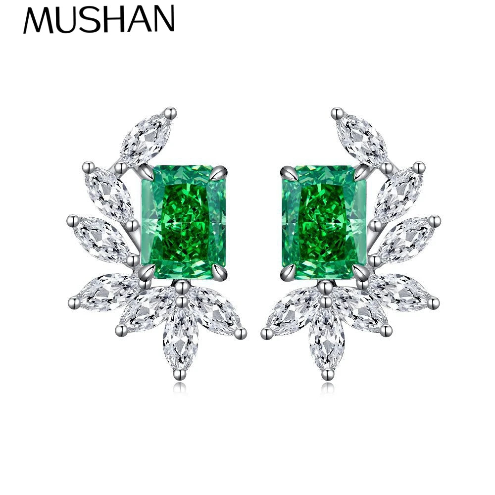 MuShan Jewelry 925 Sterling Silver Earrings Lab Grown Ruby Round Luxury Gift for Women 18K Gold Plated Anniversary Earrings
