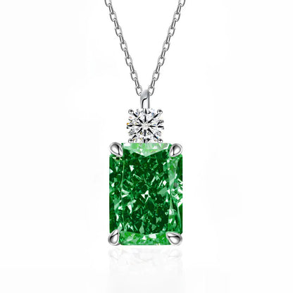 MUSHAN Luxury Jewelry 7ct 8*10 Rectangular Necklace For Women Made Of 925 Silver With Ice Flower Cut High-Carat Diamond Pendant