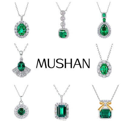 MuShan Jewelry 925 Sterling Silver Necklace Lab Grown Ruby Cushion Evening Wear for Women 18K Gold Plated Anniversary Necklace