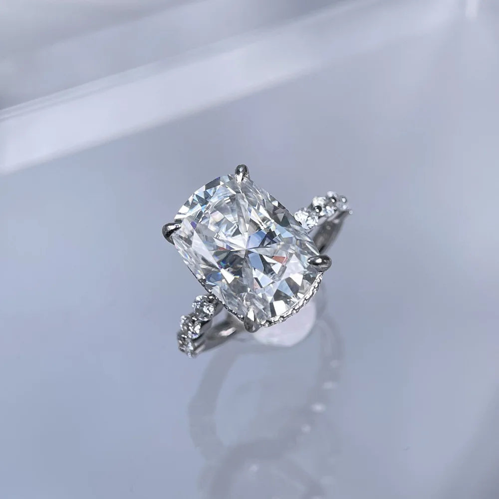 MuShan Luxury Jewelry 925 Sterling Silver Ring VVS Moissanite Charming Ring for Partner 18K Gold Plated MST Patent GRA Rings