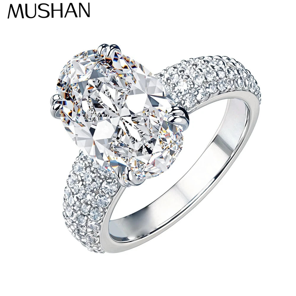 Mushan Luxury Jewelry 4.5carat 8x12 Pigeon Egg Moissanite Diamond Ring For Women 925 Sterling Silver Precision Diamond Ring