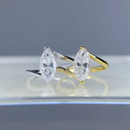 MuShan Luxury Jewelry 925 Sterling Silver Ring VVS Moissanite Solitaire Ring for Fiancee 18K Gold Plated MST Patent Rings