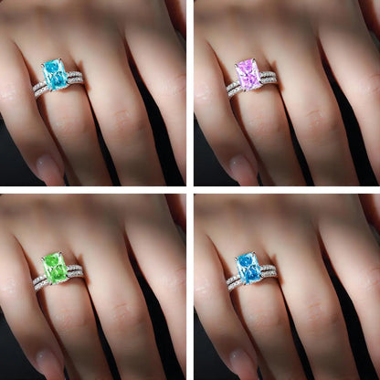 MuShan Luxury Jewelry 925 Sterling Silver Ring Cubic Zirconia 7A Oval Romantic for Her Rhodium Plated Fine Jewelry Rings