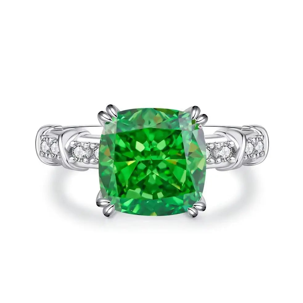 MUSHAN Luxury Jewelry 925 Sterling Silver Ring High Carbon Diamond Emerald Gemstones Ice Flower Cut Rings Bands Fine Jewelry