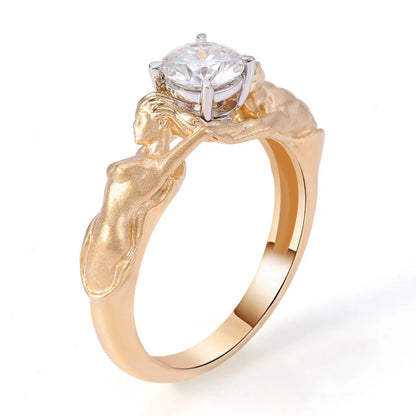 MUSHAN Luxury Custom 14K 18K Gold Rings Band Jewelry With Moissanite Diamond Lab Grown Gemstones Diamond Wedding Ring For Women