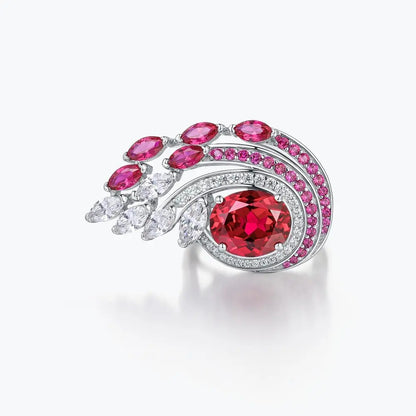 MuShan Designer Jewelry 925 Sterling Silver Ring Lab Grown Ruby Princess Party Ring for Women 18K Gold Plated Anniversary Rings