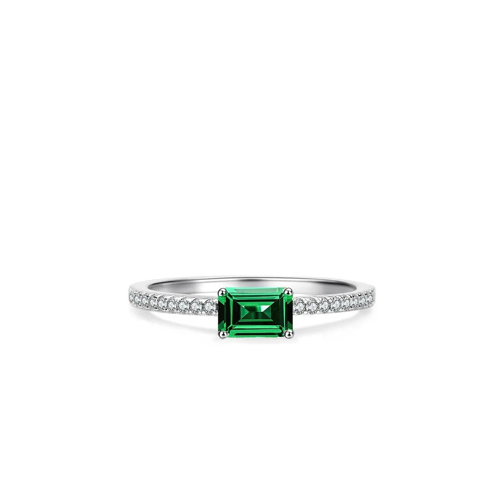 MUSHAN Luxury Jewelry 925 Sterling Silver Ring High Carbon Diamond Emerald Gemstones Ice Flower Cut Rings Bands Fine Jewelry