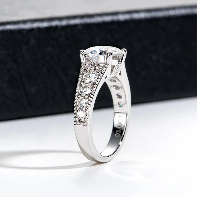 MuShan Brand Jewelry 925 Sterling Silver Ring Moissanite Crafted Ring for Lover 18K Real Gold Plated MST Patent Fine Rings