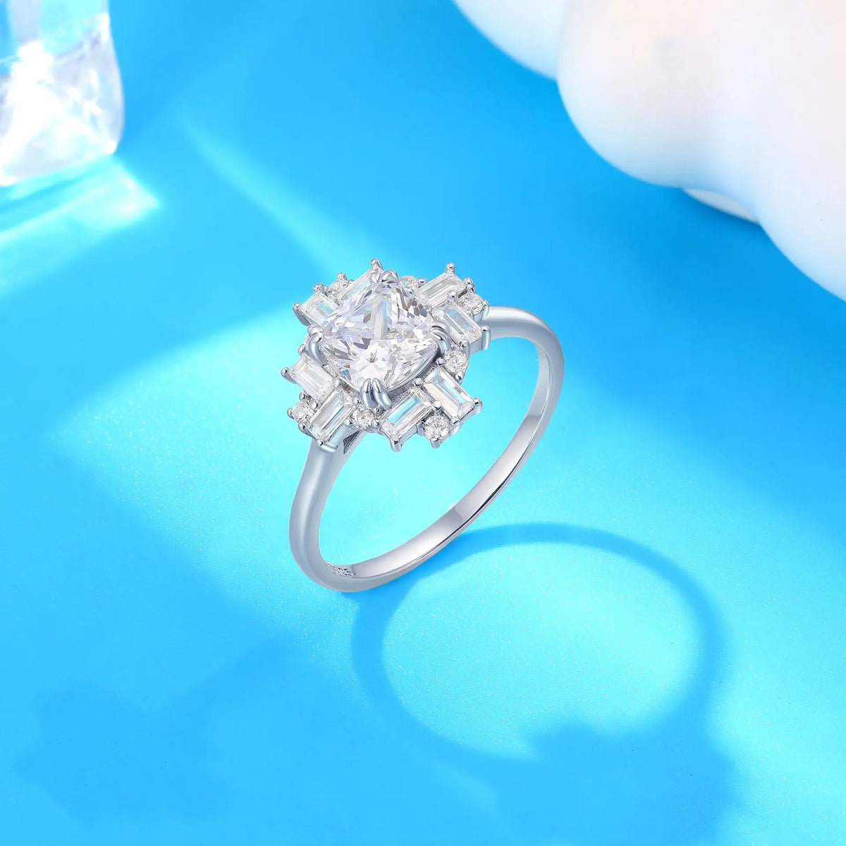 MuShan Brand Jewelry 925 Sterling Silver Ring Cubic Zirconia 7A Triangle Formal for Her 18K Gold Plated Fine Jewelry Rings